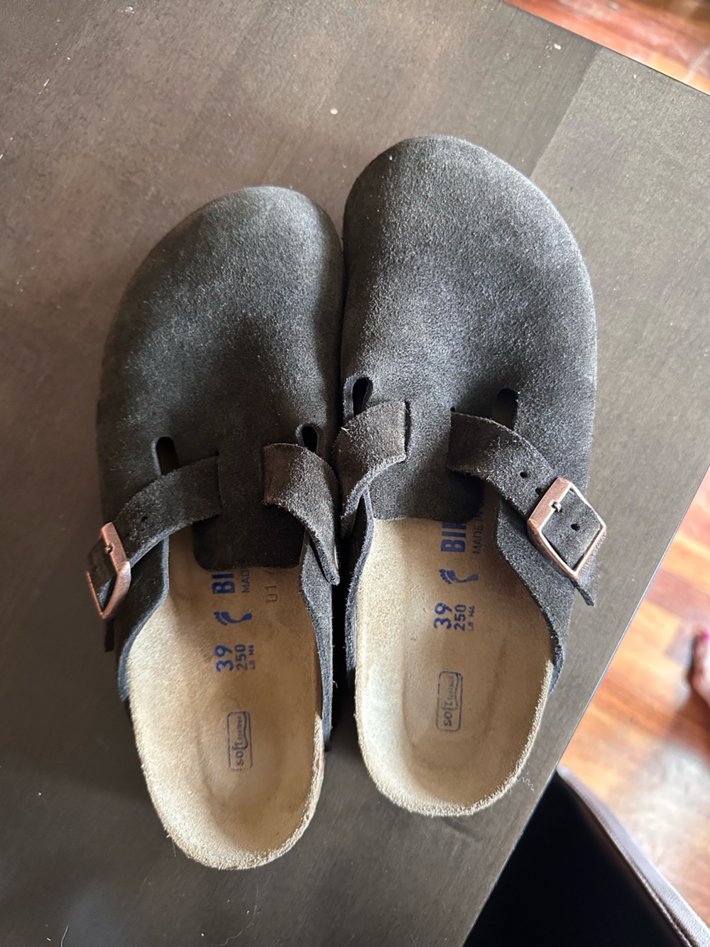 Birkenstock Suede Boston Clogs, Mocha